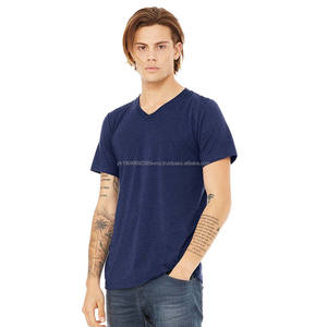 Camiseta unisex de manga corta con cuello en V, camisetas para hombre, azul marino - Product Image 2