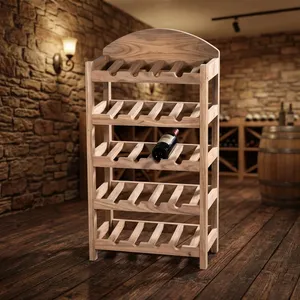 Porte-vin en bois massif pour 20 bouteilles, organisateur de rangement autoportant, présentoir moderne, meuble de maison - Product Image 4