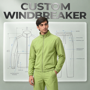 Ensemble coupe-vent personnalisé pour homme : survêtement léger en nylon avec capuche et short pour le sport, la course, l'entraînement et le streetwear tendance - Product Image 1