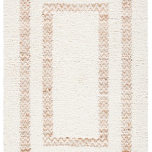 Tapis scandinave géométrique en jute, rectangulaire, en laine et acrylique, tufté à la main, à poils moyens, antidérapant, pour salon - Product Image 2