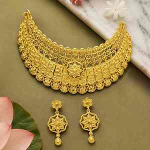 ชุดสร้อยคอเจ้าสาวแบบดูไบชุบทอง 14K 18K 24K ไมครอน ขายส่ง สร้อยคอแฟชั่น ดีไซน์ลายดอกไม้แบบดั้งเดิม ชุดเครื่องประดับ - Product Image 2