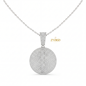 Pendentif médaillon minimaliste en diamant or rose de luxe, plaqué or rose sur argent sterling, pour fiançailles, mariage, anniversaire, fête - Product Image 3