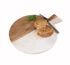Round Wooden Chopping Board With Marble Inlay And Handle For <b>Kitchen</b> Use Handmade Cutting Board On Sale - Product Image 6