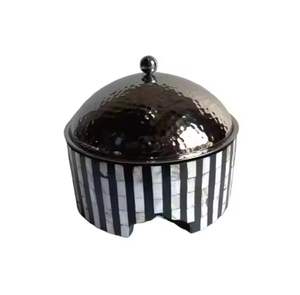 Calentador de Comida Tipo Buffet Decorativo de Acero Inoxidable con Tazón de Vidrio y Tapa, Recipiente para Servir Comida - Product Image 6