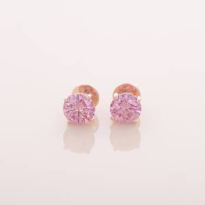 Pendientes Geométricos con Diamantes Rosados Redondos de 3.38 Quilates, Certificados por IGI, Oro Amarillo, Blanco y Rosa de 9K, Joyería para Boda y Compromiso - Product Image 2