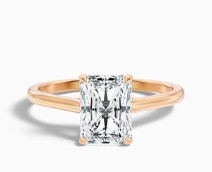 Radiant Cut Moissanite Claw Setting <b>925</b> Sterling <b>Silver</b> White Gold Plated Certified Engagement Promise <b>Ring</b> Luxury Bridal - Product Image 1