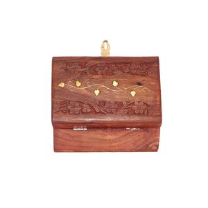 Wood Eco-Friendly Rectangle Jewelry <b>Storage</b> Organizer Box for Women Hand Carved Intricate Design for Necklace <b>Earrings</b> Rings - Product Image 4