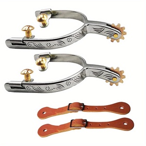 Espuelas de Acero Inoxidable para Caballo, Estilo Vaquero Occidental, Ajustables con Correa, Resistentes - Product Image 5