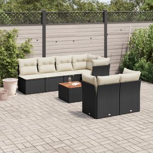 Set Divano da Giardino in Rattan Nero 6 Posti Resistente alle Intemperie Arredamento da Esterno Design Contemporaneo - Product Image 3