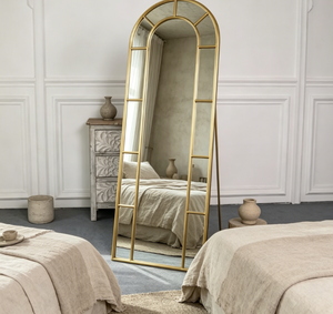 Modern Gold <b>Framed</b> <b>Arched</b> Glass Full Length Wall Mirror Standing Floor Vanity Decorative Bedroom Dressing Mirror - Product Image 5