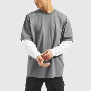 Camiseta de manga larga oversize con estampado DTG de doble capa, efecto desgastado por el sol, estilo streetwear. - Product Image 5