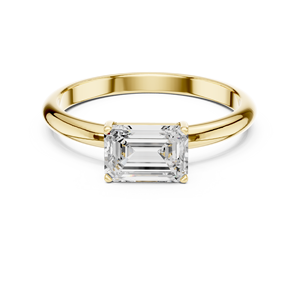 Bague de fiançailles solitaire en or jaune avec diamant de laboratoire taille émeraude pour femme, cadeau d'anniversaire de mariage - Product Image 2
