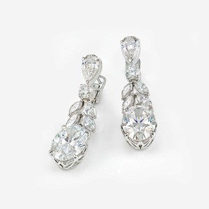 Shreeji Jewels Indian Gujarati Export Style Moissanite Drop <b>Earrings</b> 925 Sterling <b>Silver</b> Trendy Design for Women-for <b>Weddings</b> - Product Image 1