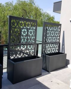 Modern Mobile <b>Planter</b> <b>Box</b> Trellis Powder Coated Corten Steel <b>Planter</b> Screen - Product Image 5