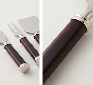 Stainless Steel <b>Cheese</b> <b>Knife</b> <b>Set</b> Of 3 With Black Leather Handles Durable Cutlery For <b>Cheese</b> Serving Use And Hotel Use - Product Image 4