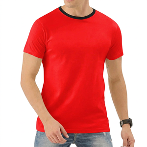 <b>Men's</b> White Short Sleeve T-Shirt Slim Fit O-Neck Contrast Trim Casual Jersey Cotton <b>Top</b> - Product Image 5