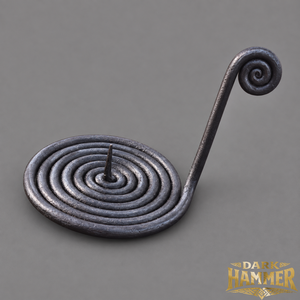 Support de bougie en fer forgé artisanal, style médiéval viking, spirale, rustique, artisanat métallique de type forgeron, finition antique noire - Product Image 1