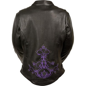 Chaqueta de Motociclista Casual de Cuero Negro Premium para Mujer SAMROZ SPORTS - Product Image 3