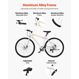 Bicicleta Híbrida Ligera con Cuadro de Aluminio, Ruedas 700c, Bicicleta Urbana para Hombres y Mujeres Adultos - Product Image 2