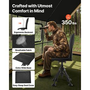 360-Degree Silent Swivel Portable Foldable Hunting Chair Seat Cover Heavy-Duty Steel Frame Ground Stool Seat for <b>Blind</b> Shooting - Product Image 2