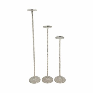 Ensemble de supports à bougies en métal argenté, 3 tailles, design torsadé, décoration d'intérieur, porte-bougie durable - Product Image 2