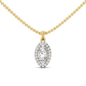 Pendentif en Moissanite taille Marquise, plaqué or massif, serti halo, collier de luxe pour femme, breloque solitaire en forme de goutte d'eau - Product Image 1