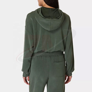 Sudadera con Capucha Corta para Mujer, Estilo Casual, Holgada, Tipo Pullover, Estilo Urbano, Top Corto, Chaqueta con Capucha, Mezcla de Algodón Suave - Product Image 2