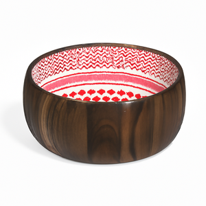 Ramadan Decorative <b>Islamic</b> Mango Wood Bowl Wooden Enamel <b>Printed</b> Bowl for Iftar Serving - Product Image 4