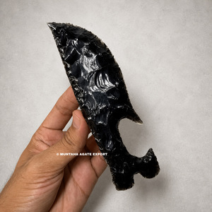 Sculpture de couteau en obsidienne noire, faite à la main, forme libre, objet de collection, qualité supérieure, figurine en pierre précieuse de 6 pouces - Product Image 2