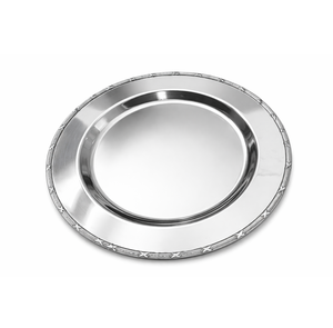 Assiette de présentation en acier inoxydable, finition polie, bordure design, idéale pour les événements, mariages et toutes occasions - Product Image 4