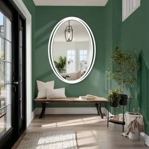 Contemporary Black Oval Wall Mirror Suitable For Living Space And Everyday Styling Needs Wholesupply From India - Product Image 3