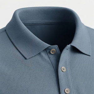 Polo à manches courtes bleu pour homme, logo brodé, coton Oxford, décontracté, respirant, coupe classique, design uni - Product Image 4