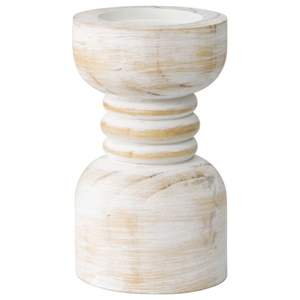 Porte-bougie en bois unique, fabriqué avec des détails artistiques pour un accent lumineux intérieur distinctif - Product Image 1