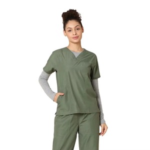 Uniforme Médico Unisex Gris de Manga Corta con Cuello en V, Cordones Delanteros y Bolsillos, MANTIC ENTERPRISES, 94% Poliéster, 6% Elastano - Product Image 3