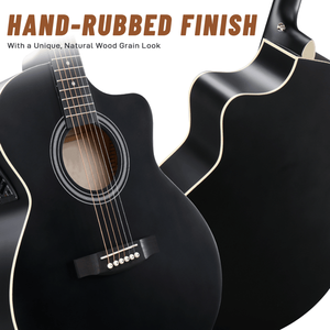 Guitarra Acústica KMA102 de 41 Pulgadas, Fabricada en Madera de Tilo, con Amplificador de 15W, Afinador y Otros Accesorios, Borde Negro Mate - Product Image 6