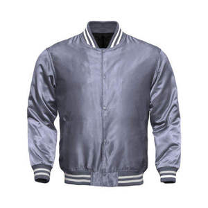 Chaqueta Varsity de Seda Satinada Negra Lisa con Cierre para Hombre, de Alta Calidad, Transpirable, Estilo Casual de Primavera, Precio Económico al por Mayor - Product Image 3