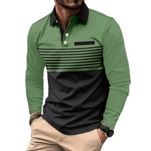 2025 venta al por mayor hombres 100% algodón para camisetas de polo personalizadas en blanco manga larga sólido impreso diseño transpirable lona precio barato - Product Image 1