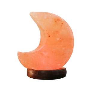 Lámpara de Sal del Himalaya de Primera Calidad, Forma de Luna, Sal Natural Pulida, Base de Madera, Iluminación Decorativa Ambiental para el Hogar - Product Image 2