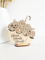 Porte-carte cadeau pour la fête des mères, découpe laser SVG, design parapluie, pot de fleurs en bois moderne Delarchi, décoration pour la maison et le bureau, modèle HT36
