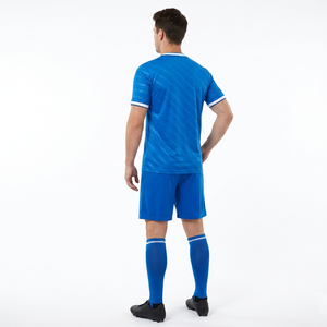 Camiseta de Fútbol Azul con Cuello en V para Hombre, Manga Corta, Absorbe la Humedad, Sublimada, con Rayas, para Adultos, Corte Regular - Product Image 6