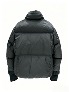 Blouson matelassé pour homme à col montant, coupe-vent, en nylon épais, hiver, décontracté, fermeture éclair courte, couleur unie, coupe classique - Product Image 2