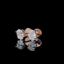 4ct Oval Lab Grown Diamond <b>Stud</b> Earrings: 14K Gold Solitaire, IGI Certified - Product Image 5