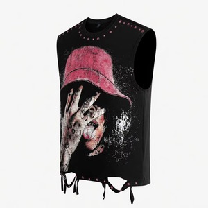 Custom Graphic Printed Tank <b>Top</b> Vintage <b>Distressed</b> Style Sleeveless T Shirt New Trendy Streetwear Design Unisex OEM Wholesale - Product Image 1