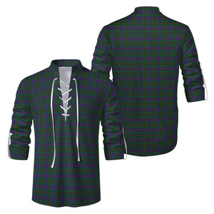 Chemises traditionnelles écossaises Jacobite Ghillie Kilt à manches longues et lacets, motif tartan, pour hommes, de haute qualité, couleur noire - Product Image 1