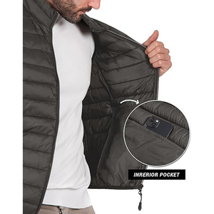 2026 Men Sleeveless Quilted Gilet Dark Grey Ultralight Packable Puffer Core <b>Warmer</b> Wholesale OEM - Product Image 5