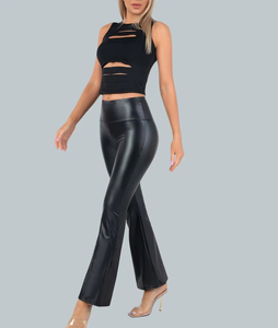 Women Genuine Leather Skinny <b>Pants</b> Wide Leg USA Fashion Style Soft Lambskin Online Store RTS Products Trousers - Product Image 3