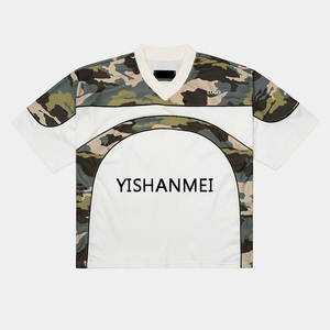 เสื้อยืดคอกวีแขนสั้นลายพรางสำหรับผู้ชาย ผ้าโพลีเอสเตอร์ถัก ระบายอากาศได้ดี ดีไซน์ลำลอง พิมพ์ลายโลโก้ด้านหน้า - Product Image 1