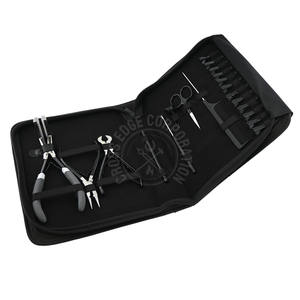 Kit d'outils d'installation d'extensions de cheveux humains avec logo personnalisé fil de ciseaux, pince à 2 perles, coupe-liant, boucle, crochet, 12 clips et peigne - Product Image 1