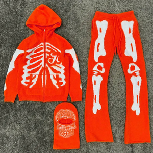 Ensemble de survêtement hiver épais personnalisé pour homme 100 % coton - Sweat à capuche zippé en tricot brossé doux et pantalon respirant écologique - Product Image 2
