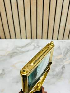 Antique Brass Rectangular Magnifying Glass with Wooden Handle | <b>Vintage</b> <b>Desk</b> & Reading Magnifier - Product Image 5